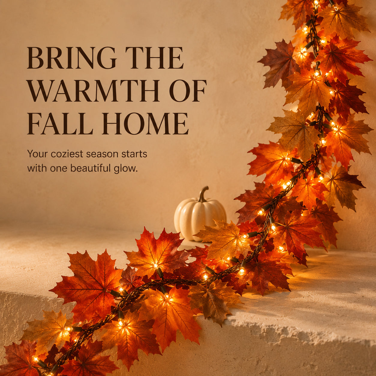 š Lighted Autumn Maple Leaf Garland ā Warm LED Fall Mantel, Window & Doorway Decor