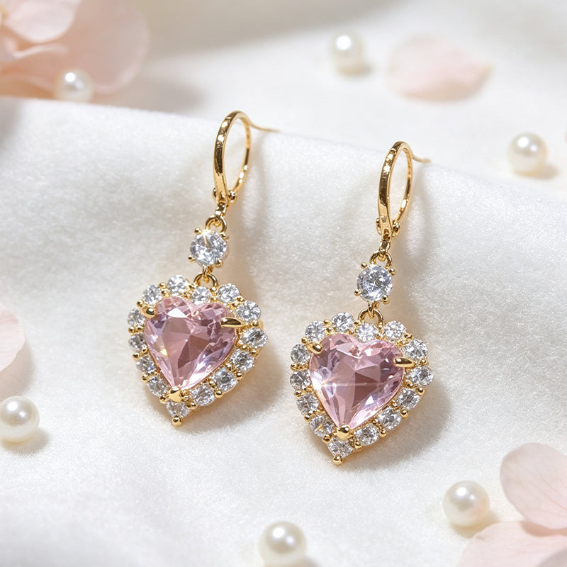 🩷Sparkling Heart-Shaped Drop Earrings💫