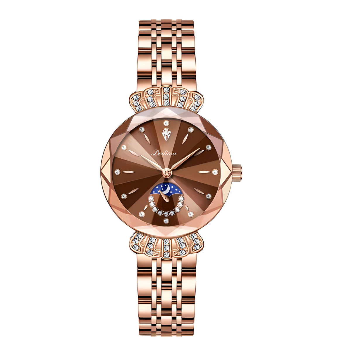 π Luxurious Rose Gold Crystal Quartz Watch β Diamond Cut Vintage Wristwatch β¨