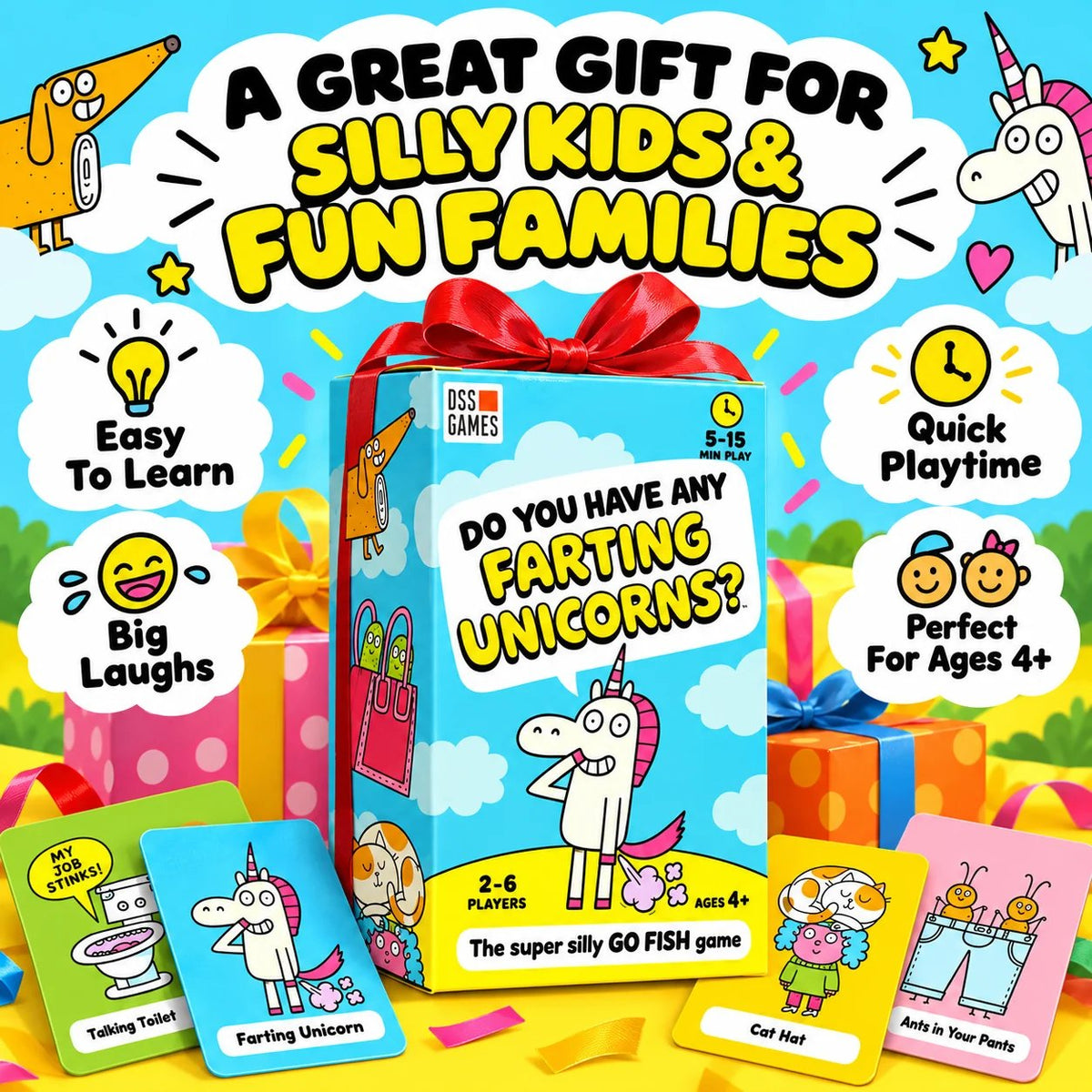 π 50% OFF Today! Super Silly Go Fish Card Game for Kids & Family Game Night