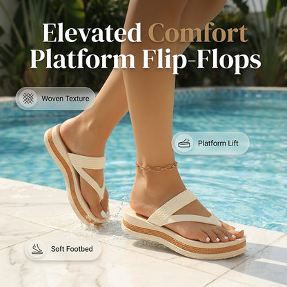 👡 50% OFF NOW! 🌸 Women's Woven Strap Platform Flip-Flops – Cushioned footbed & durable straps – Lightweight, perfect for beach, pool or casual summer days – comfy and stylish ☀️