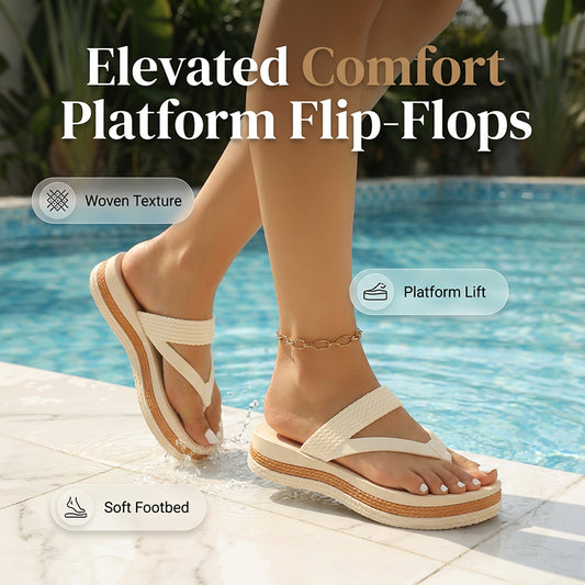 👡 50% OFF NOW! 🌸 Women's Woven Strap Platform Flip-Flops – Cushioned footbed & durable straps – Lightweight, perfect for beach, pool or casual summer days – comfy and stylish ☀️