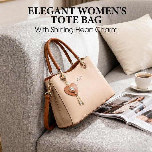 🔥Elegant Women's Tote Bag With Shining Heart Charm