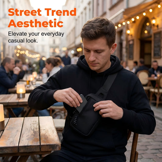 🧩 Multi-Compartment Sling Bag with Anti-Theft Back Pocket — Organise Your EDC, Protect Your Valuables