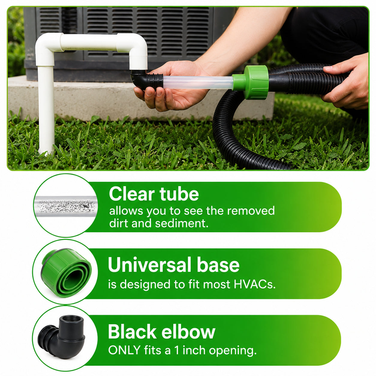 AC Drain Line Cleaner Adapter Evacuates & Unclog AC Drain Line