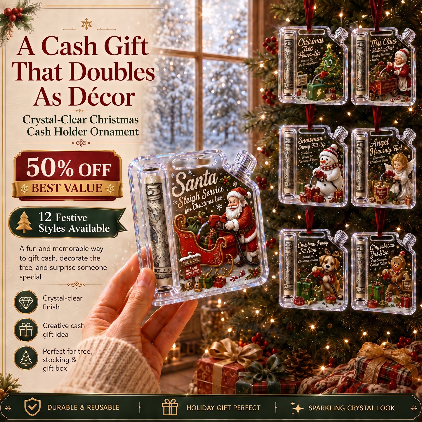 🔥Last 100pcs✨-🎄Christmas Fuel-Up Cash Gift Ornament