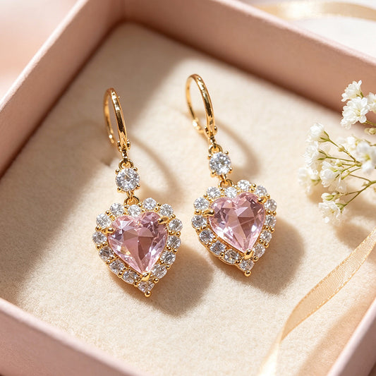 🩷Sparkling Heart-Shaped Drop Earrings💫