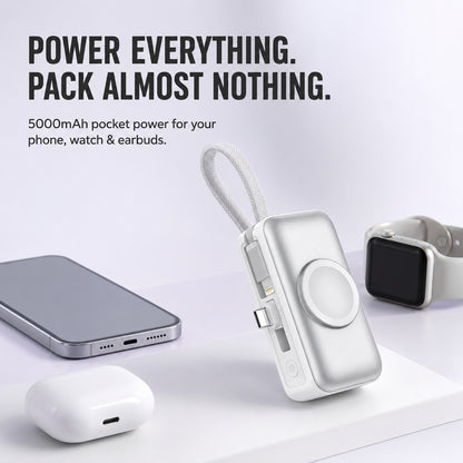 🔥 New 2026🔋 3-in-1 Mini Power Bank – Phone Charger, Watch Charger & Foldable Stand