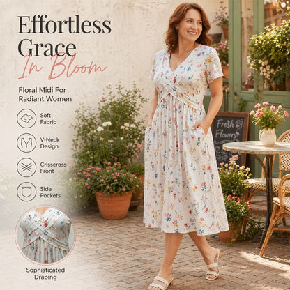 💃Limited-Time 50% OFF 🛍️Women's V-Neck Floral Print Dress with Twist Waist