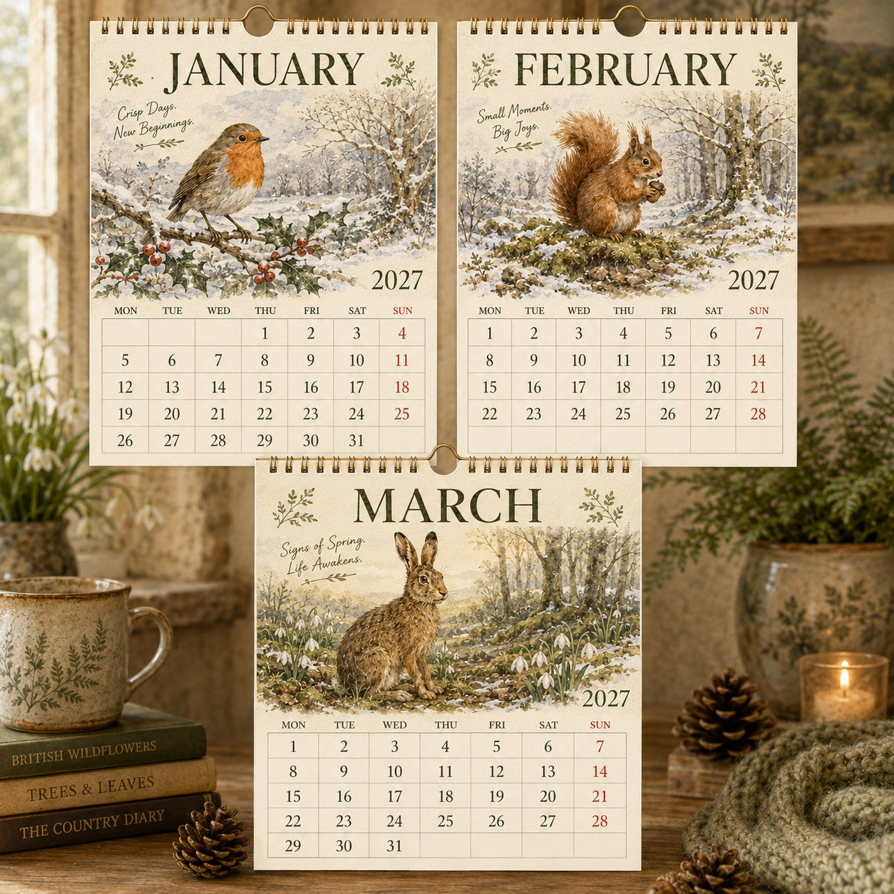 2027 Woodland Calendar｜A4 Hanging Calendar