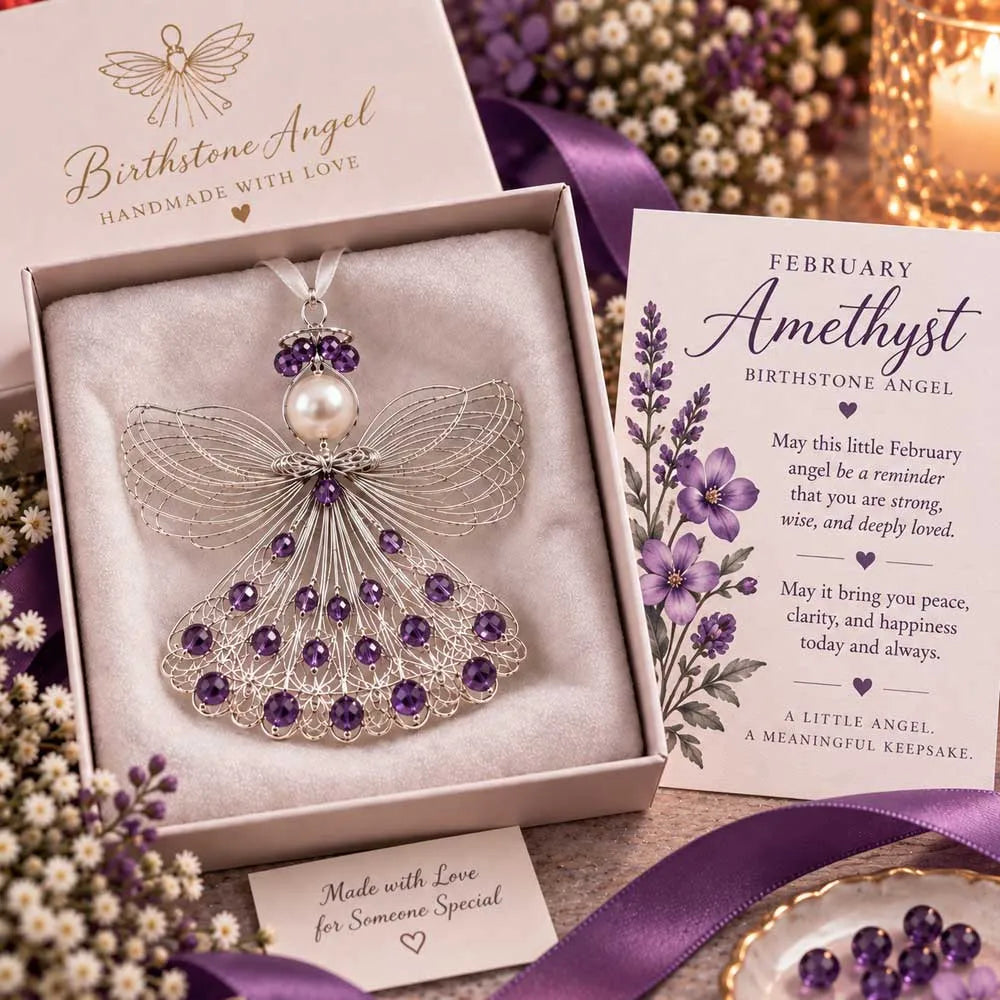 🕊️ Birthstone Angel Ornament – Keepsake with Meaningful Card