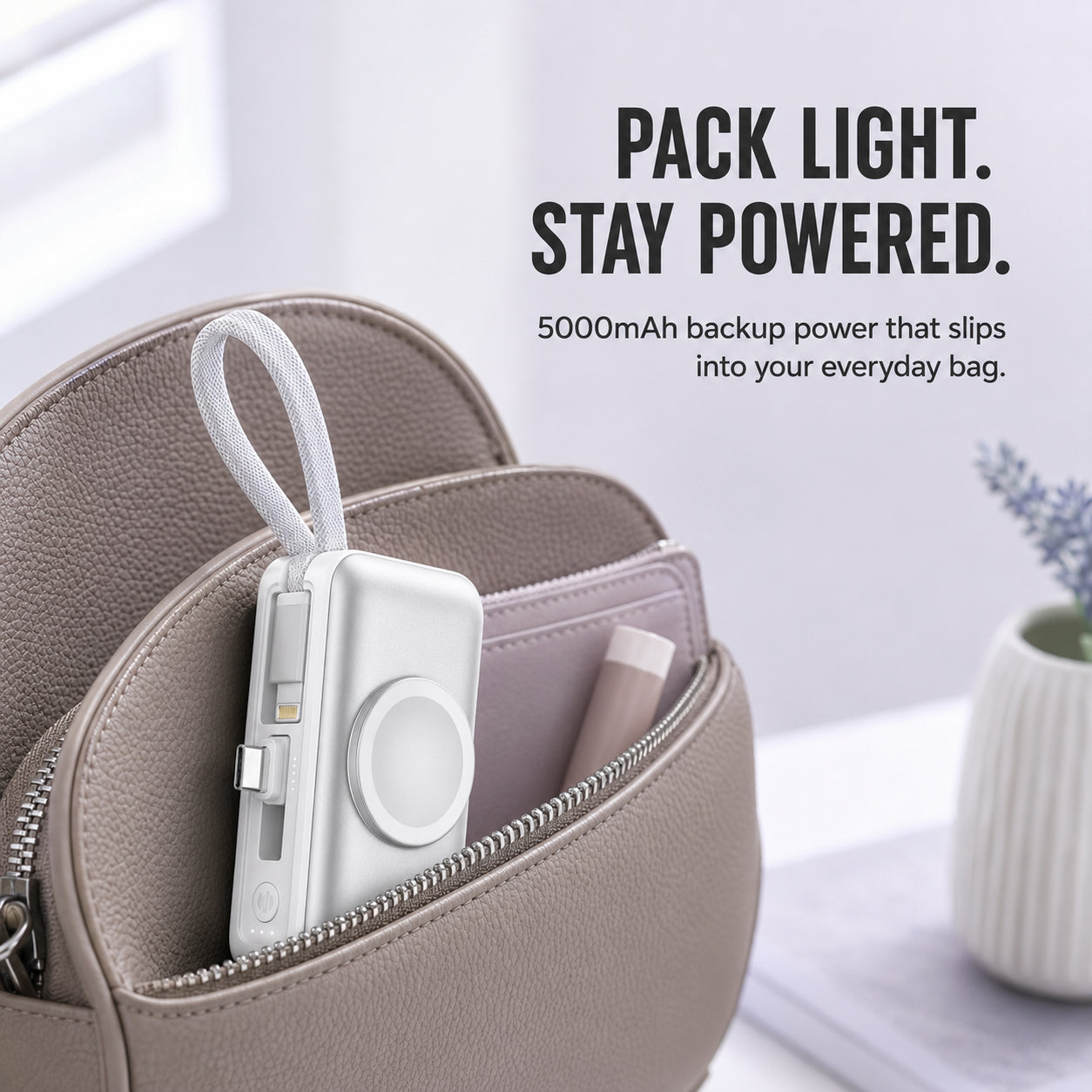 🔥 New 2026🔋 3-in-1 Mini Power Bank – Phone Charger, Watch Charger & Foldable Stand