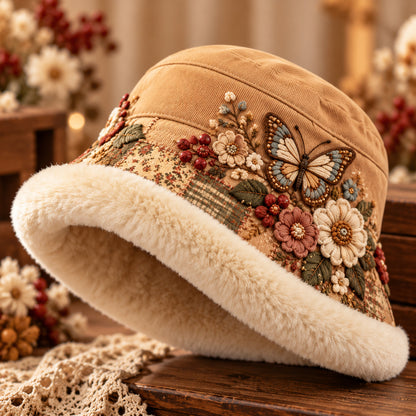 🌸 🌸 Women’s Cozy Plush-Lined Winter Bucket Hat – Floral & Animal Designs
