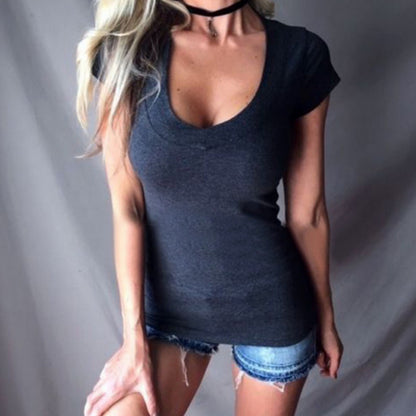 Women's Summer Deep V Neck Slim Tops