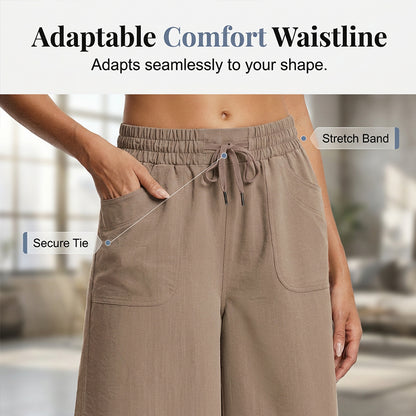 Women's Solid-Color Loose-Fit Cropped Pants