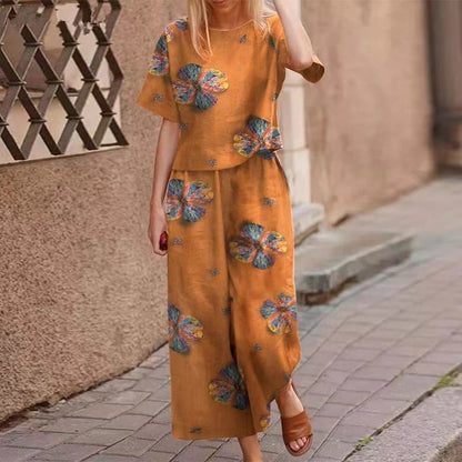 Women's Loose Print Top ＆ Pants 2-Piece Set