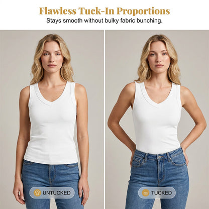 Women's V-Neck Ribbed Knit Tank Top