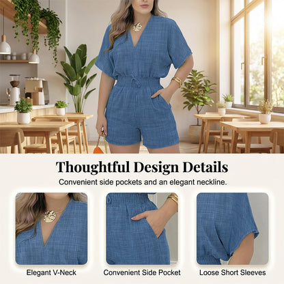 Summer Casual Elastic Waist Romper Shorts