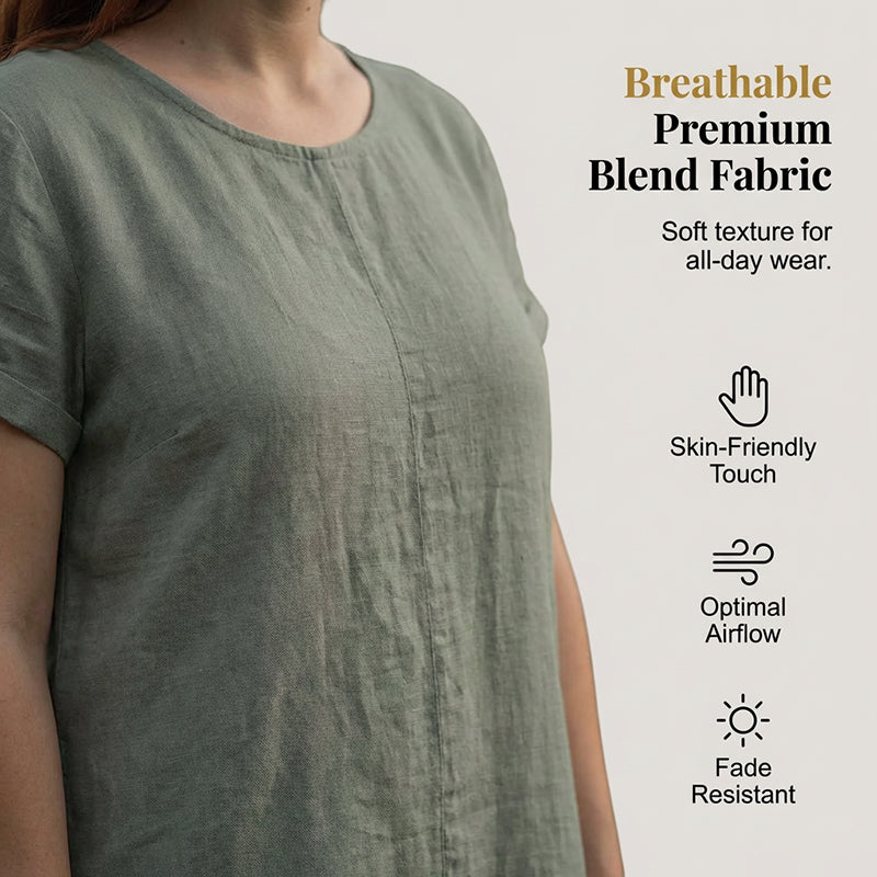 Women's Casual Cotton Linen Dress with Pockets