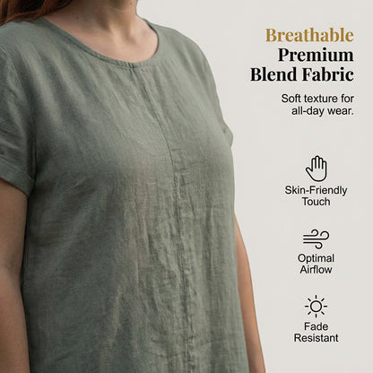 Women's Casual Cotton Linen Dress with Pockets