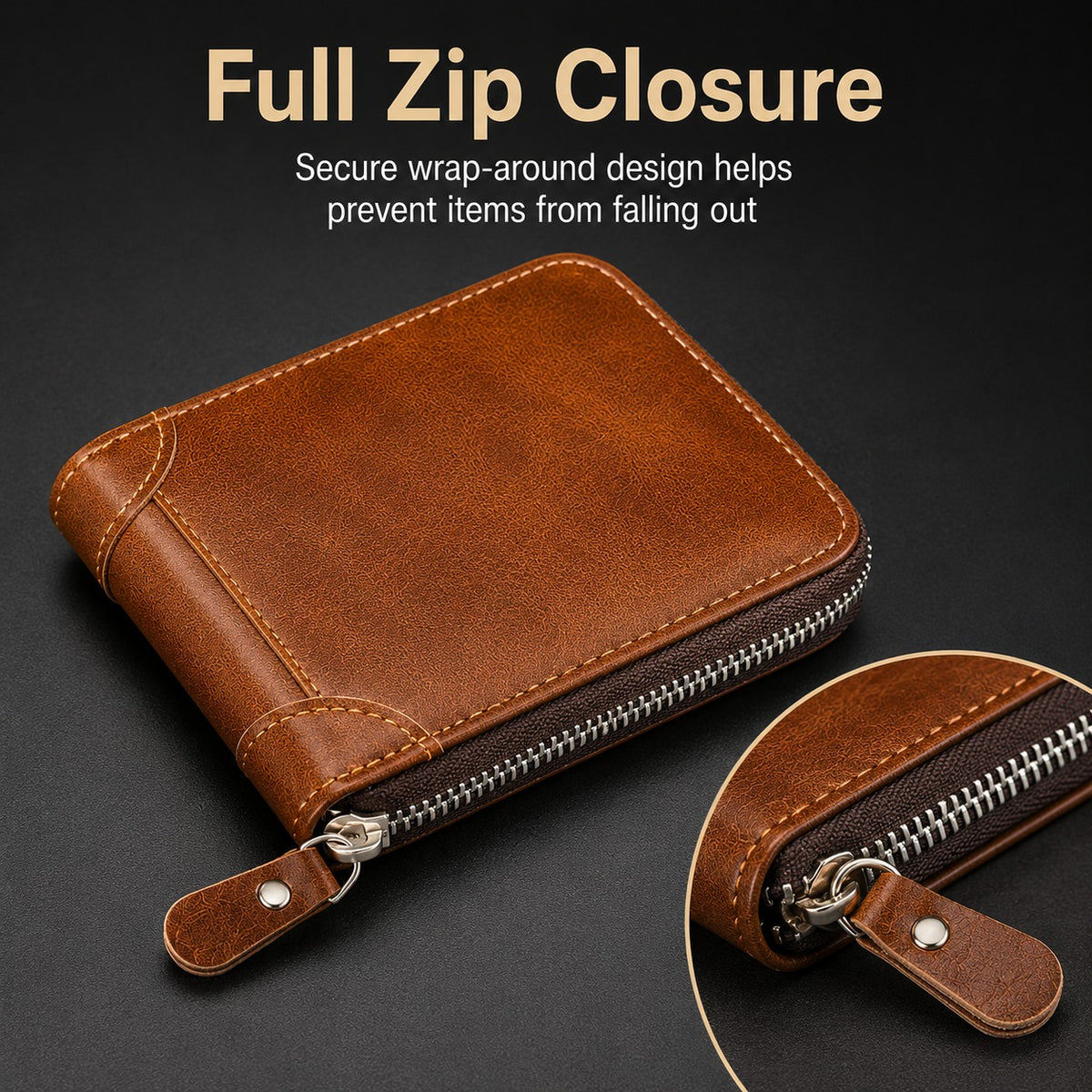 🔥LAST DAY 49% OFF🔥💼 Vintage Zip Wallet, Bifold Card Coin Purse
