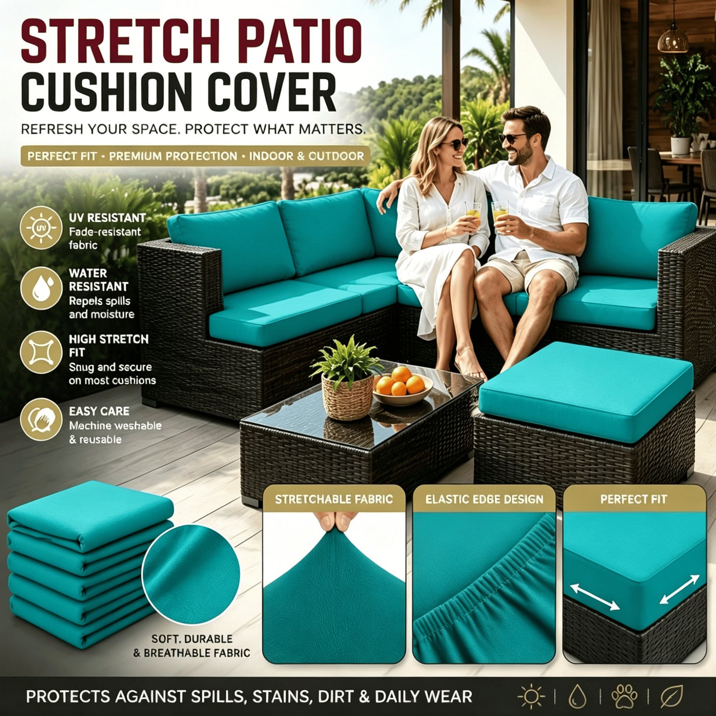 🪑 Stretch Sofa Cushion Covers Set (4 / 8 / 12 PCS)