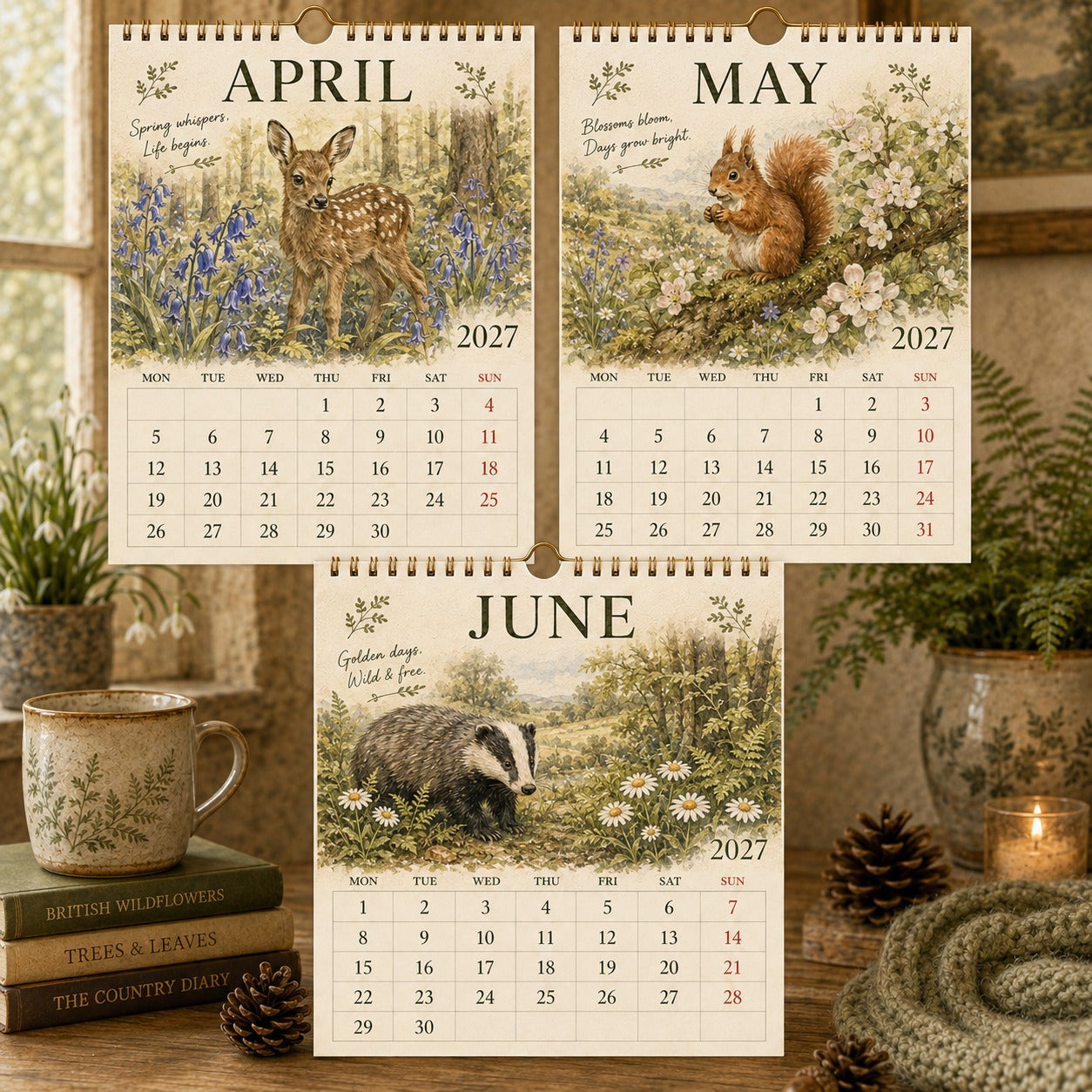 2027 Woodland Calendar｜A4 Hanging Calendar
