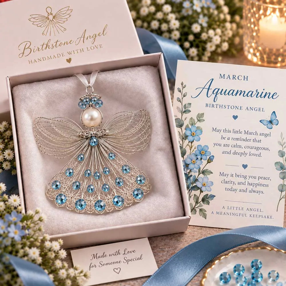 🕊️ Birthstone Angel Ornament – Keepsake with Meaningful Card