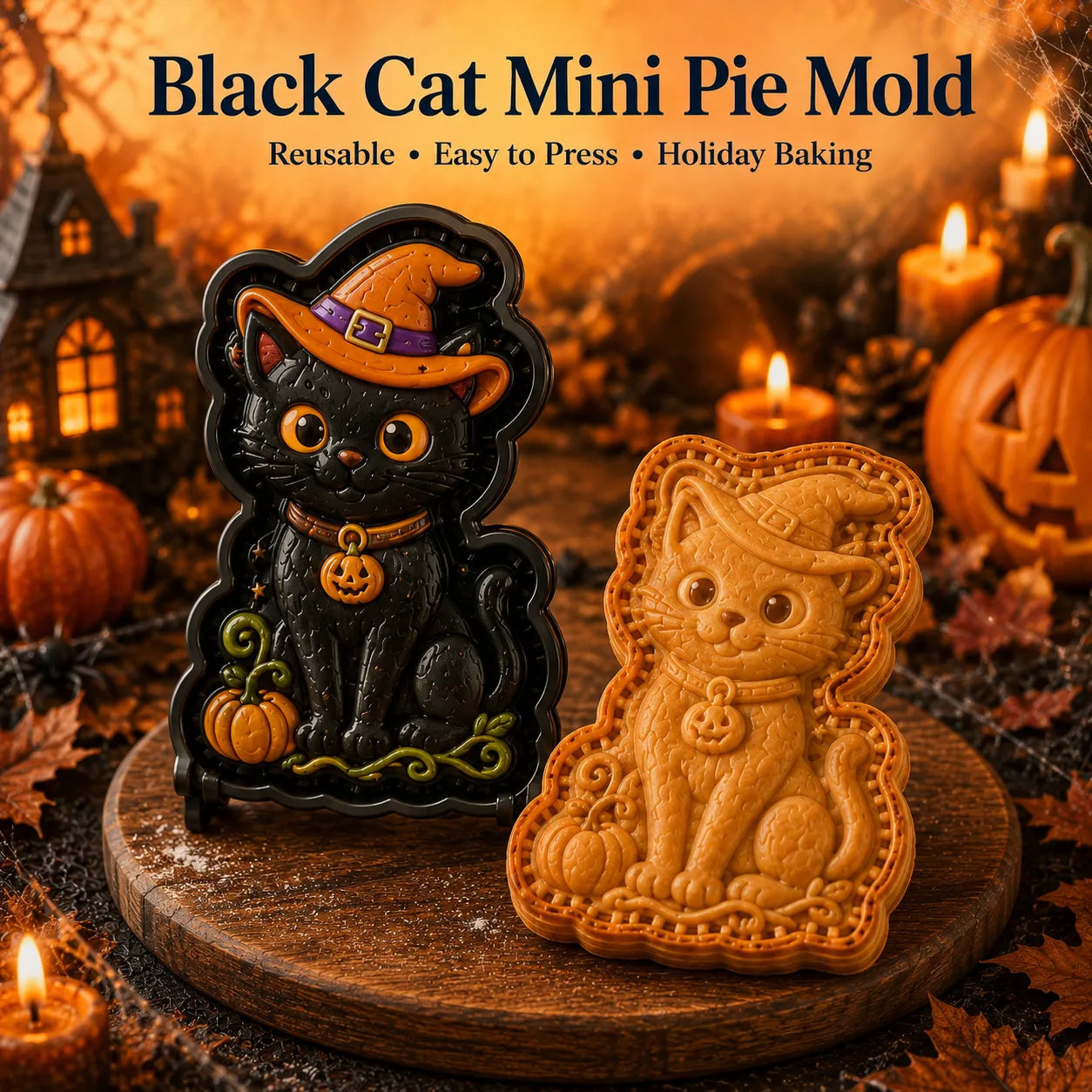 🎃 Halloween Mini Pie Mold Collection | Reusable Embossed Molds for Shaping Detailed Pumpkin, Ghost, Reindeer, Tree & Holiday Pies 🥧✨