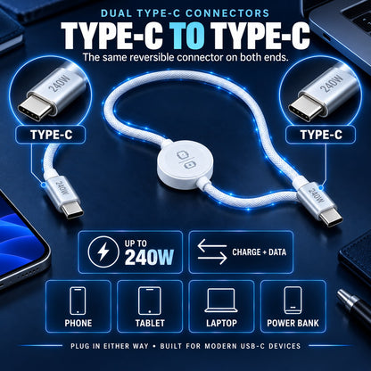 ⚡ 2-in-1 240W USB-C Fast Charging Cable with Magnetic Watch Charger – 1.5M