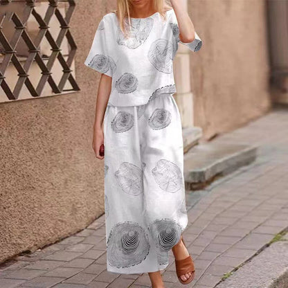 Women's Loose Print Top ＆ Pants 2-Piece Set
