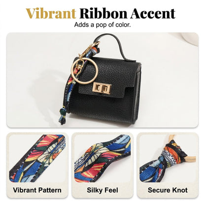 Mini Square Bag Pendant Keychain - High Quality Leather with Colorful Strap, Cute Car Keychain & Bag Charm Accessory