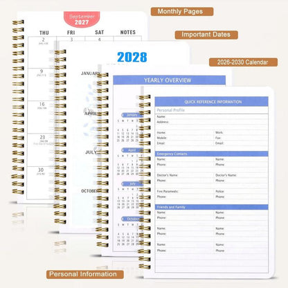 2026-2030 Calendar - From January 2026 to December 2030, 5-year calendar, cartoon Highland cow themed cover design, annual calendar planning, month labels, 60-month calendar