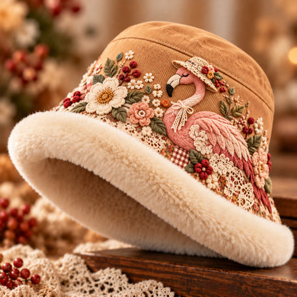 🌸 🌸 Women’s Cozy Plush-Lined Winter Bucket Hat – Floral & Animal Designs