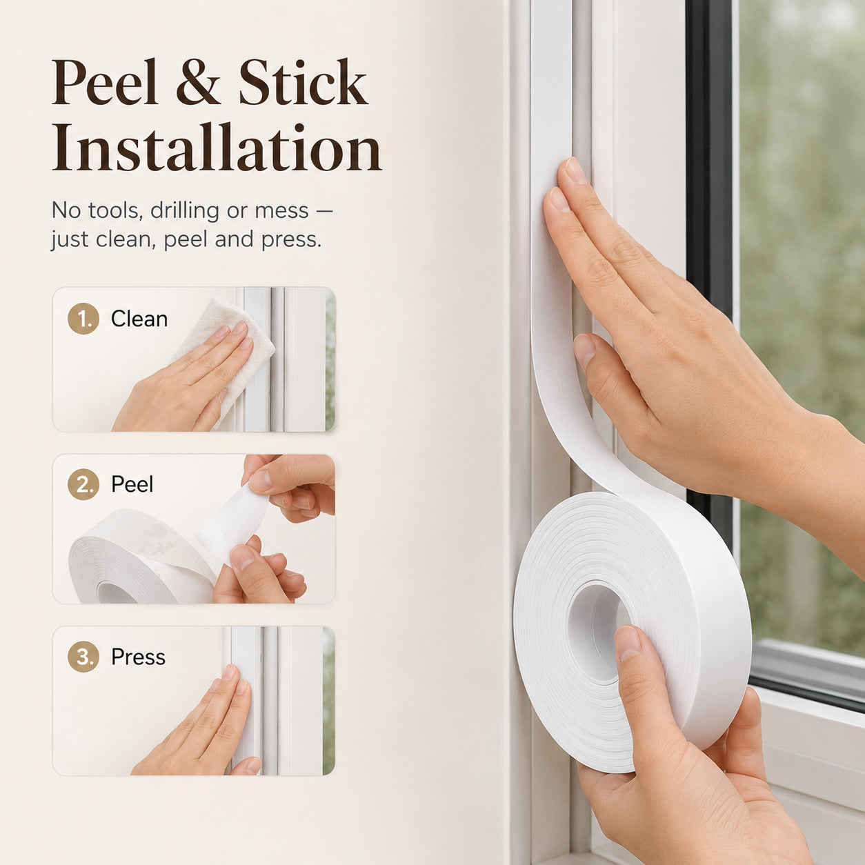 Door Weather Stripping – 16.4Ft Self-Adhesive Draft Stopper