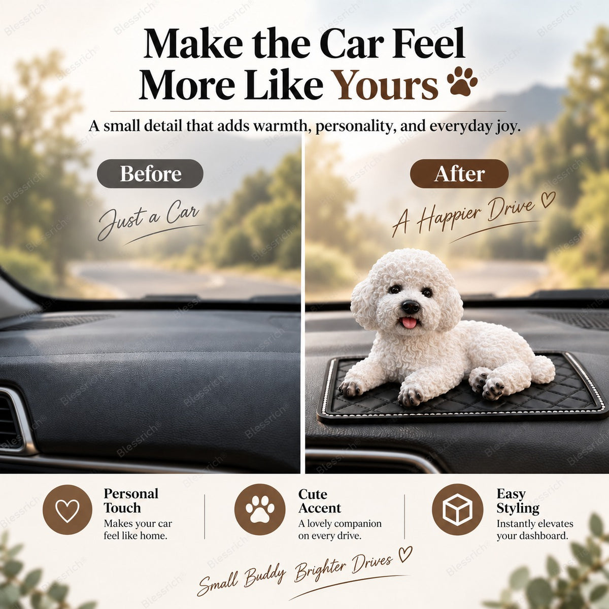 Poodle Car Ornament – The Cutest Dashboard Upgrade 🐶✨