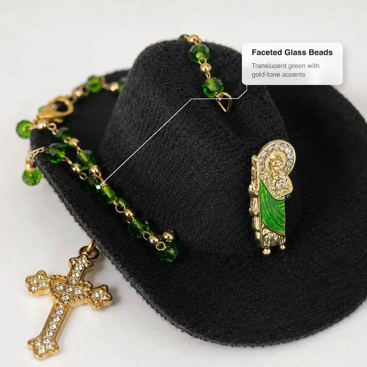 ✝️St. Jude Car Blessing Charm. Handmade Protection Gift Decoration-Black Sombrero Car Ornament Car Trinkets