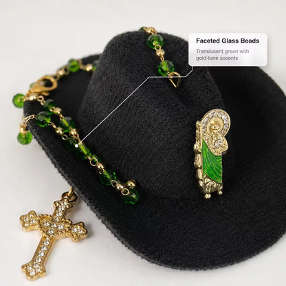 ✝️St. Jude Car Blessing Charm. Handmade Protection Gift Decoration-Black Sombrero Car Ornament Car Trinkets