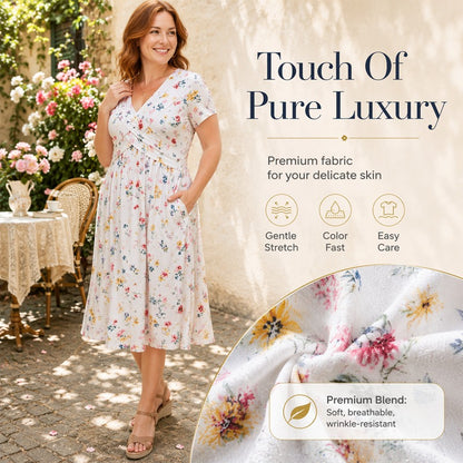 💃Limited-Time 50% OFF 🛍️Women's V-Neck Floral Print Dress with Twist Waist