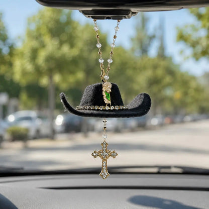 ✝️St. Jude Car Blessing Charm. Handmade Protection Gift Decoration-Black Sombrero Car Ornament Car Trinkets