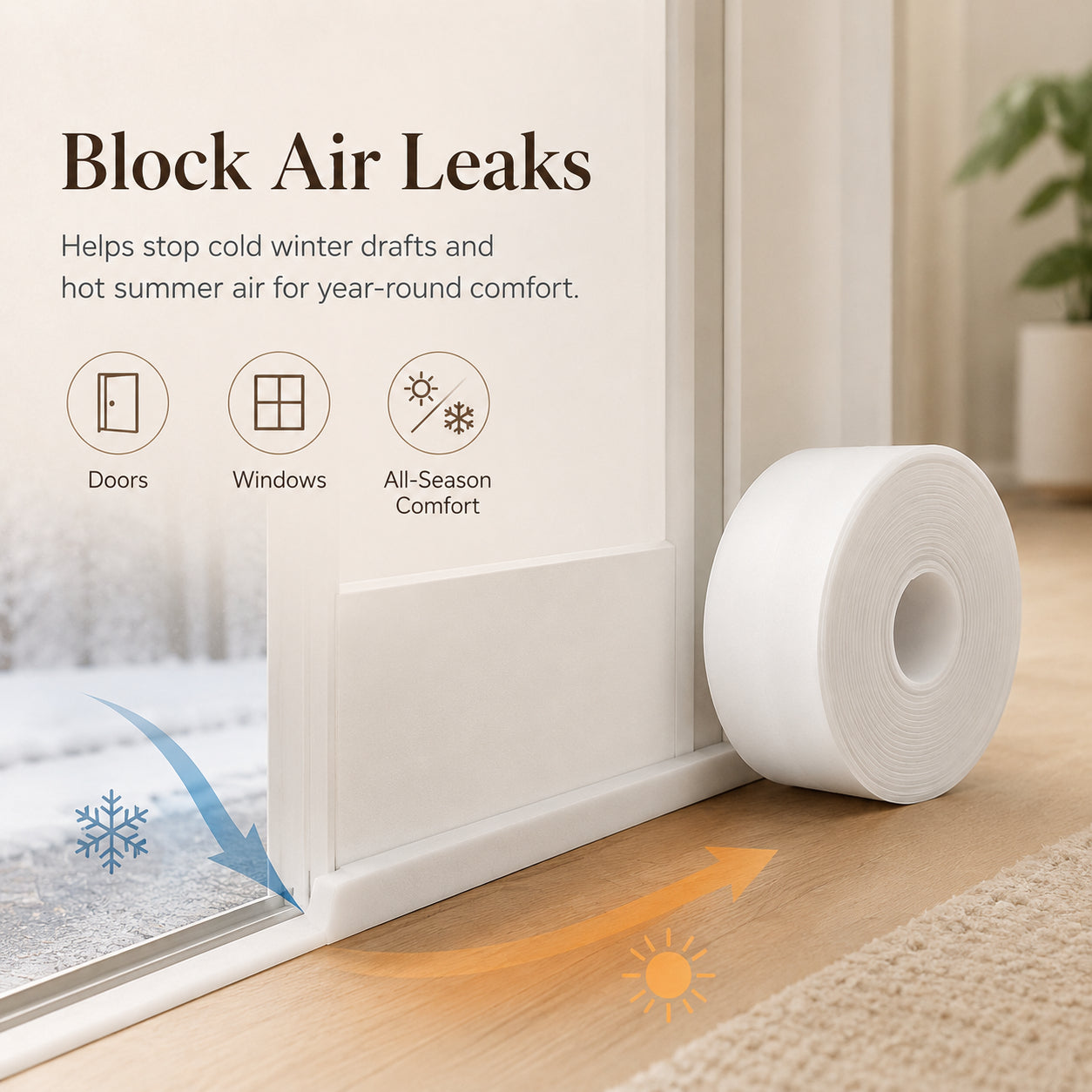 Door Weather Stripping – 16.4Ft Self-Adhesive Draft Stopper