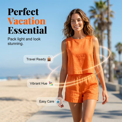 Women's Solid-Color Casual Sleeveless Top and Shorts Set