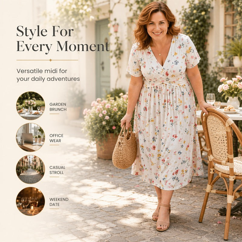 💃Limited-Time 50% OFF 🛍️Women's V-Neck Floral Print Dress with Twist Waist