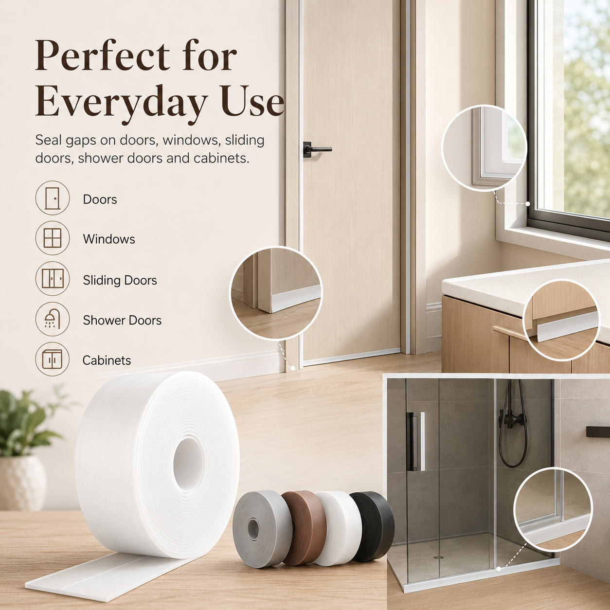 Door Weather Stripping – 16.4Ft Self-Adhesive Draft Stopper