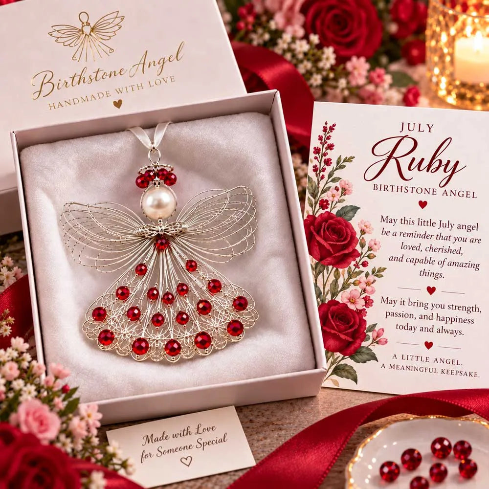 🕊️ Birthstone Angel Ornament – Keepsake with Meaningful Card