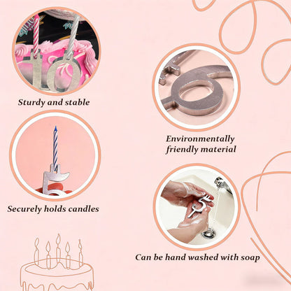 Digital Birthday Cake Candle Holder Set