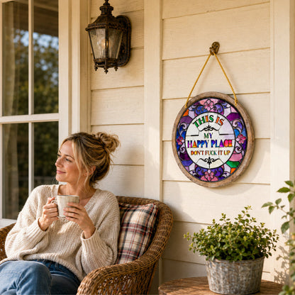 Stained Glass Happy Place Hanging Decor