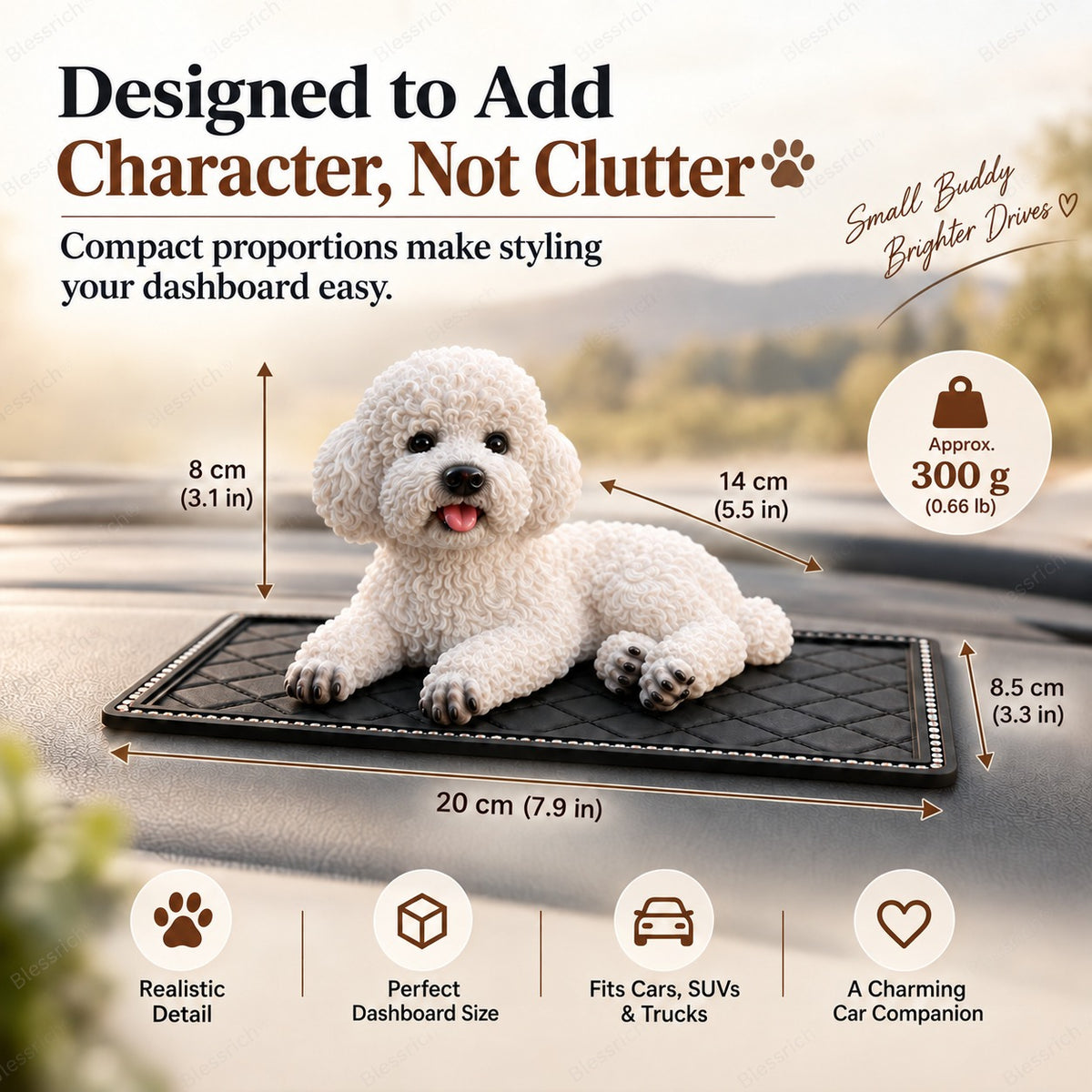 Poodle Car Ornament – The Cutest Dashboard Upgrade 🐶✨