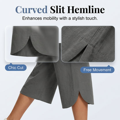 Women's Solid-Color Loose-Fit Cropped Pants