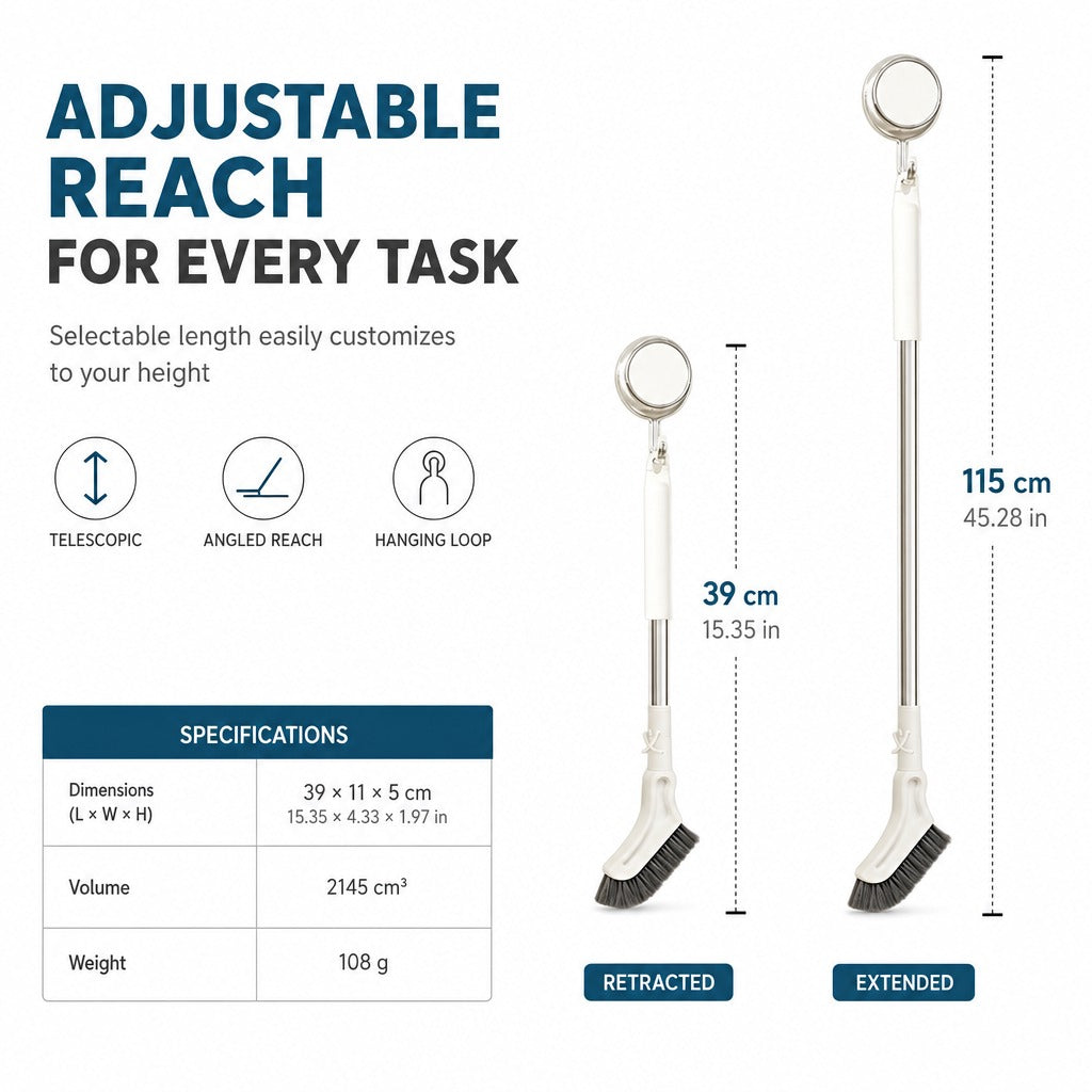 🧽 Long-Handle Corner Scrub Brush – Reach Tight Spaces Easily